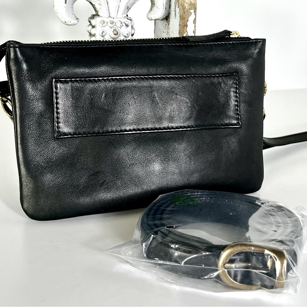 NATHALIE BLANC PARIS French Luxury Black Leather Crossbody Belt Bag New Parisian - Picture 3 of 16